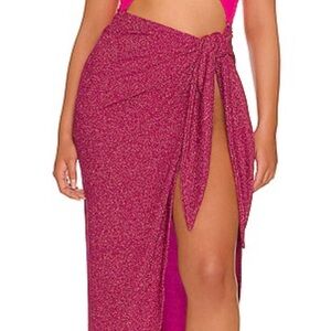 Good American Glitter Tie Sarong in Hawaiian Pink Wrap Size 0-4